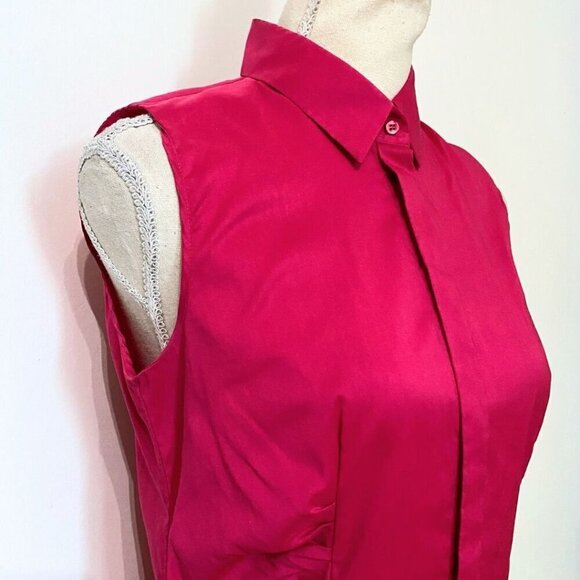 HUGO BOSS BALAINA SLEEVELESS RUCHED BUTTON DOWN BLOUSE - 4 - Picture 4 of 8